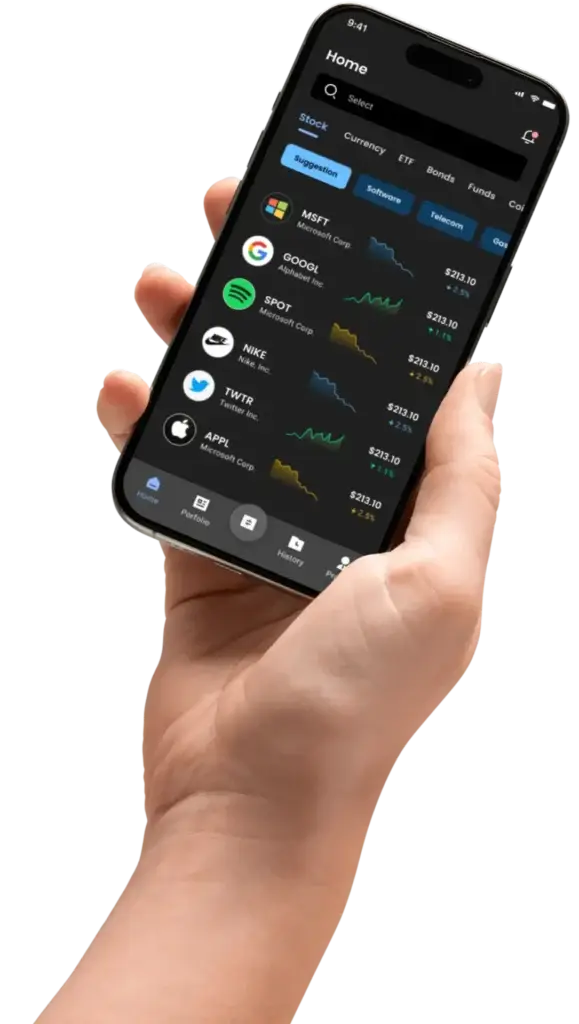 FutureXi AI-assisted trading app shown on a smartphone